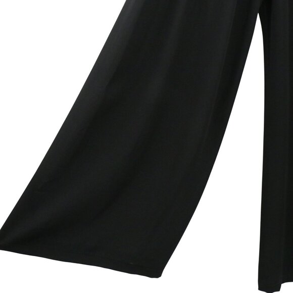 Harari Silk Solid Black Pull On Wide Leg Pants S - Picture 3 of 5